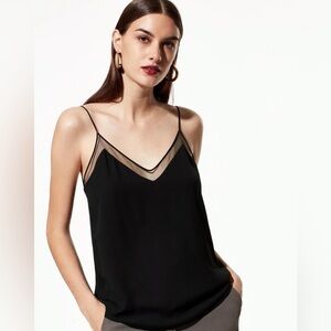 BABATON Aritzia Black Galen Mesh Trim Camisole, Size S
